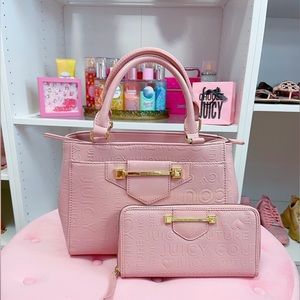 Juicy Couture Pink Embossed Purse Wallet Set